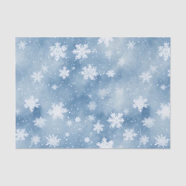 Papier Mousseline Flammes de neige de Noël Ciel bleu clair (Recto)