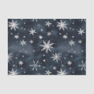 Papier Mousseline Flammes de neige de Noël Ciel de nuit Papier Tissu