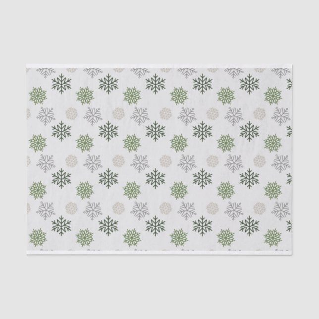 Papier Mousseline Flammes de neige de Noël Gold vert (Recto)