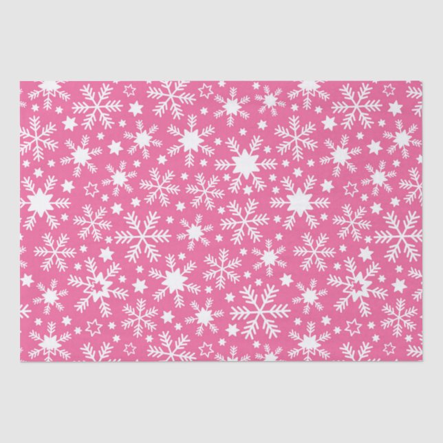 Papier Mousseline Flammes de neige de Noël rose et blanc d'hiver de  (Recto)