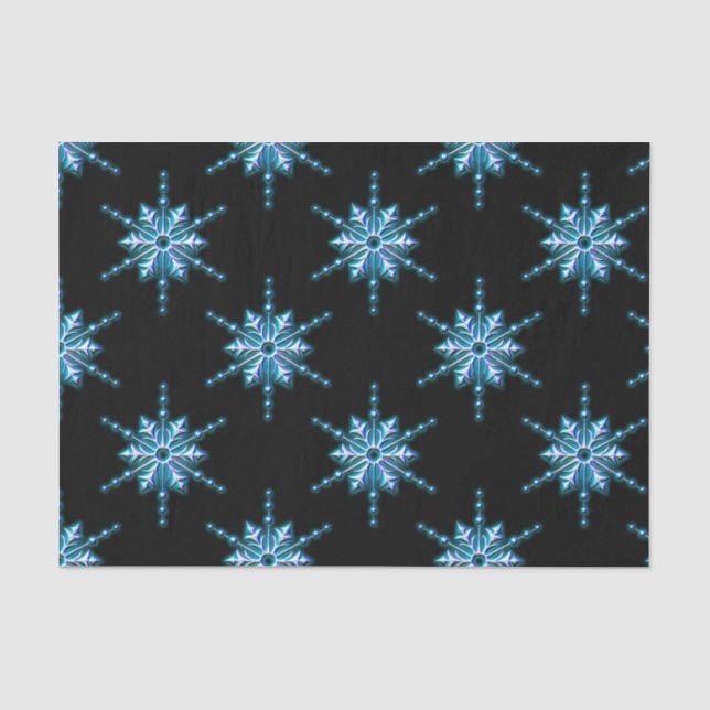 Papier Mousseline Flèche de neige de Noël bleu (Recto)