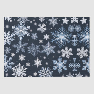 Papier Mousseline Flèches de neige Design hiver Bleu froid mou