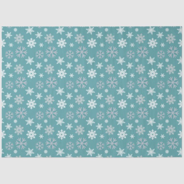 Papier Mousseline Flèches de neige Turquoise Motif bleu (Recto)