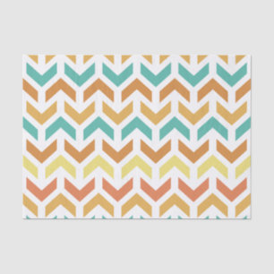 Papier Mousseline Flèches rétro Chevron Orange Or Turquoise