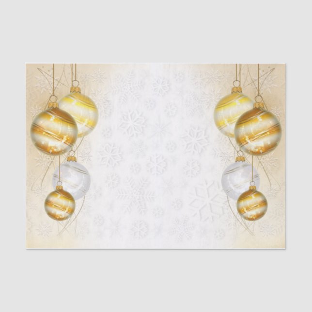 Papier Mousseline Fléchettes De Neige Et Boules De Noël (Recto)