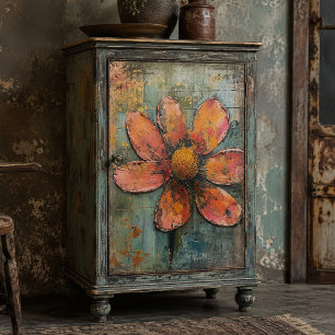 Papier Mousseline Fleur abstraite de marguerite rose grunge rustique