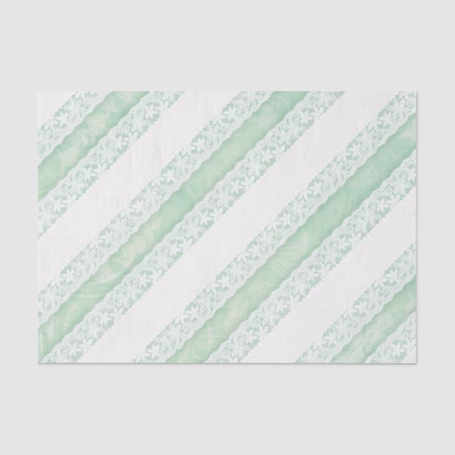 Papier Mousseline Fleur blanc dentelle vert tissu cadeau mariage (Recto)