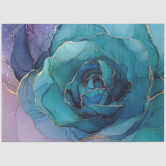 Papier Mousseline Fleur bleue dans la série Encre Alcoolique Design