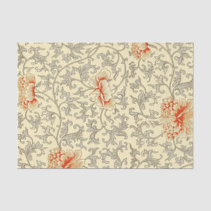 Papier Mousseline Fleur botanique florale grise rose vintage
