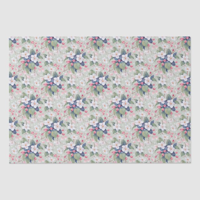 Papier Mousseline Fleur d'Apple (Haze Aqua) (Recto)