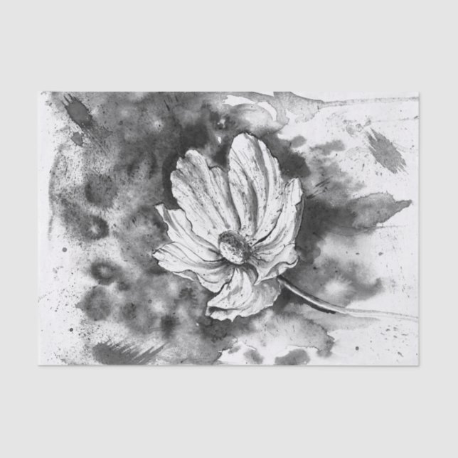 Papier Mousseline Fleur d'aquarelle noire (Recto)