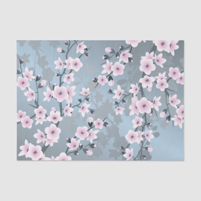 Papier Mousseline Fleur de cerisier bleu rose pâle (Recto)