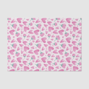 Papier Mousseline Fleur de Coeur Rose Motif mignonne Saint Valentin