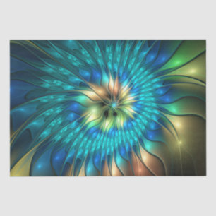 Papier Mousseline Fleur de fantaisie lumineuse, fractale abstraite c