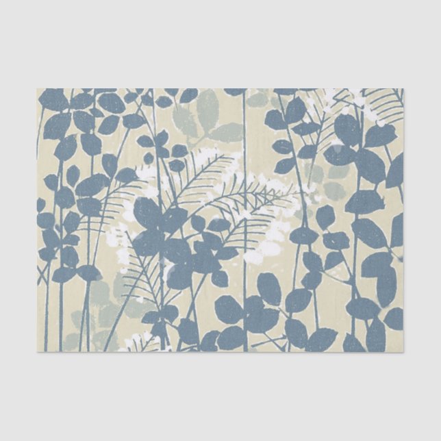 Papier Mousseline Fleur de feuille bleue asiatique japonaise (Recto)