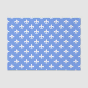 Papier Mousseline Fleur-de-lis blanche sur bleu barbeau