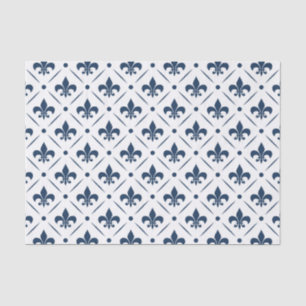 Papier Mousseline Fleur De Lis bleu foncé motif sur arrière - plan b