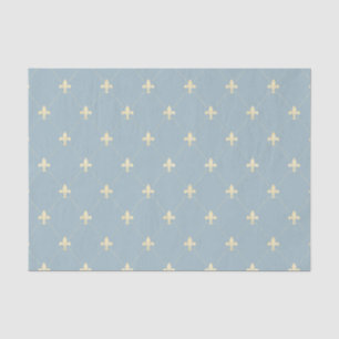 Papier Mousseline Fleur-de-Lis d'or sur Dusky Blue