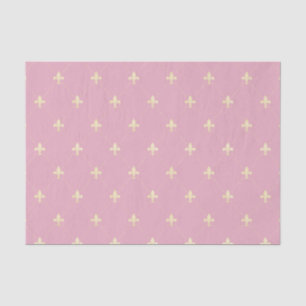 Papier Mousseline Fleur-de-Lis dorée rose terne