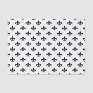Papier Mousseline Fleur-de-lis noire sur fond blanc