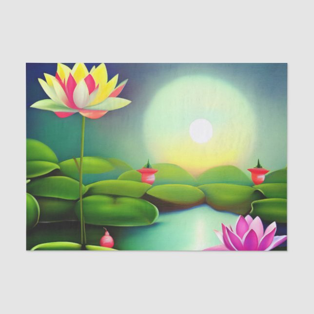 Papier Mousseline Fleur de Lotus dans un étang (Recto)