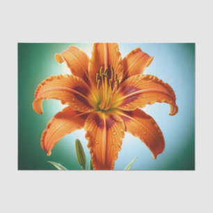 Papier Mousseline Fleur de lys orange vibrant en fleurs