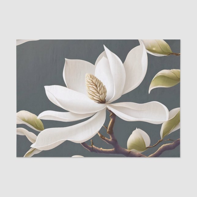 Papier Mousseline Fleur de Magnolia blanche élégante (Recto)