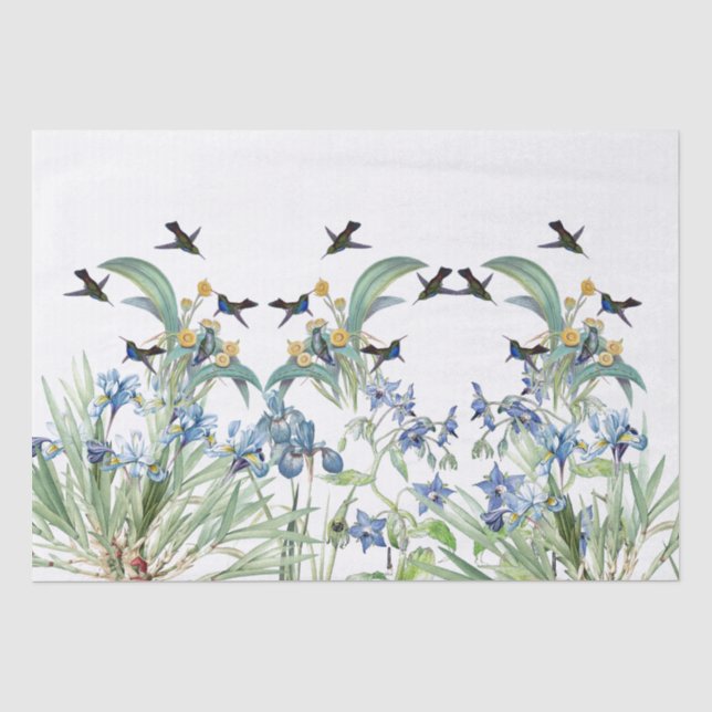 Papier Mousseline Fleur de Starflower d'iris d'oiseau de colibri (Recto)