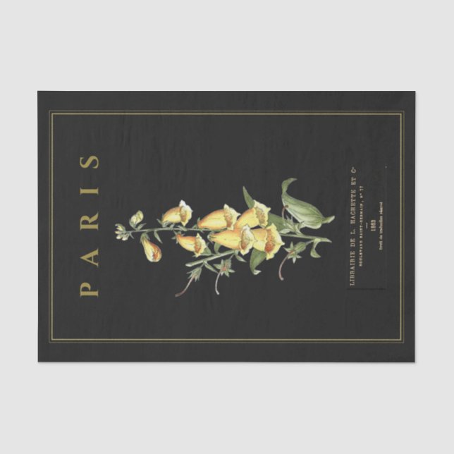 Papier Mousseline Fleur Foxglove Flower French Decoupage noir (Recto)