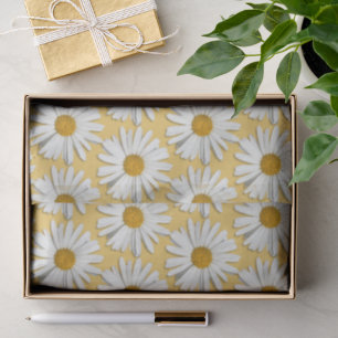 Papier Mousseline Fleur Groovy Blanche Marguerite Fleur Hippie Jaune