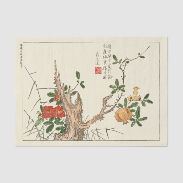 Papier Mousseline Fleur japonaise antique pour découpage ou cadeaux (Recto)