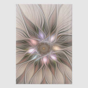 Papier Mousseline Fleur joyeuse abstraite beige marron floral fracta