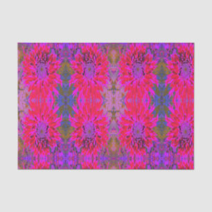 Papier Mousseline Fleur Magenta Abstraite, violette et dahlia rouge