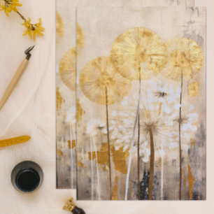 Papier Mousseline Fleur Moderne Florale Orientale Dorée