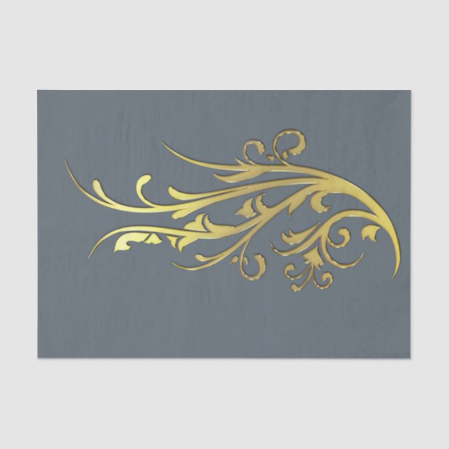 Papier Mousseline Fleur Or Abstraite de luxe Faux (Recto)