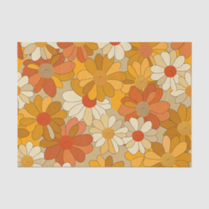 Papier Mousseline Fleur rétro orange botanique gras 70 vintage flora