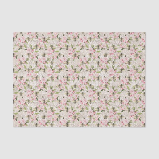 Papier Mousseline Fleur rose d'abeille (Recto)