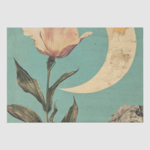 Papier Mousseline Fleur rose et lune de croissant