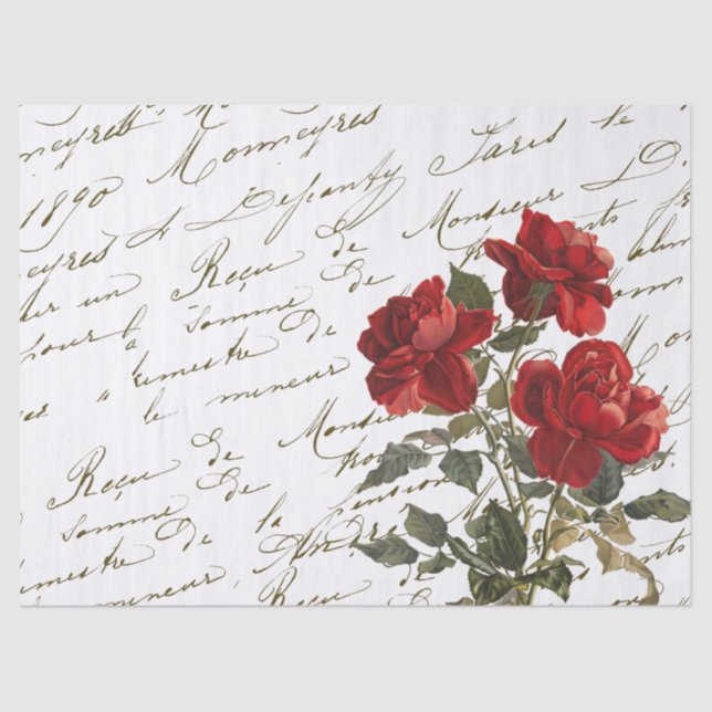 Papier Mousseline Fleur rouge Vintage (Recto)