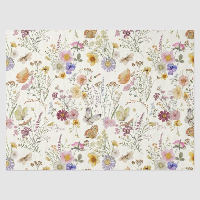 Papier Mousseline Fleur sauvage bohème rustique (Recto)