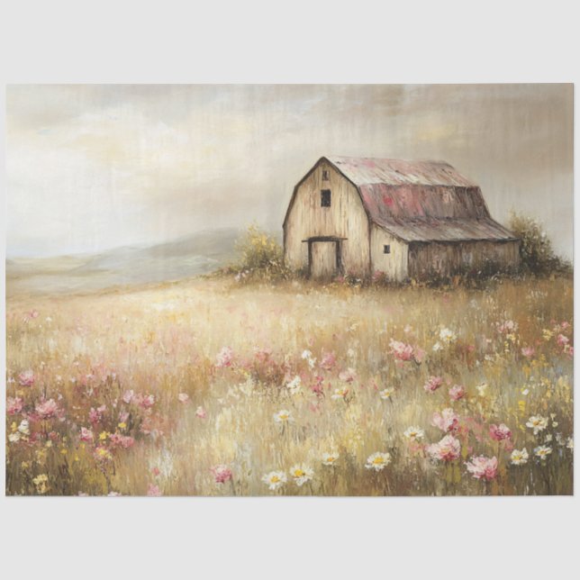 Papier Mousseline Fleur sauvage de la grange blanche rustique, page  (Recto)