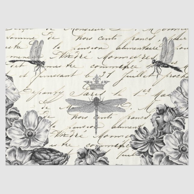 Papier Mousseline Fleur sauvage de libellules Couronne de découpage  (Recto)