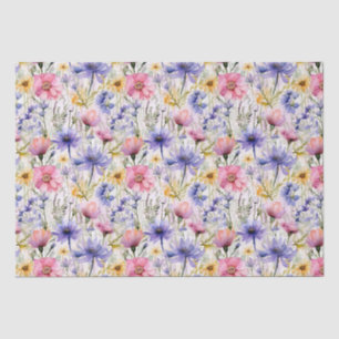 Papier Mousseline Fleur sauvage rose bleu rose motif floral