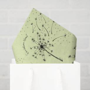Papier Mousseline Fleur Sauvage Verte Délicate Baisers de Pissenlit