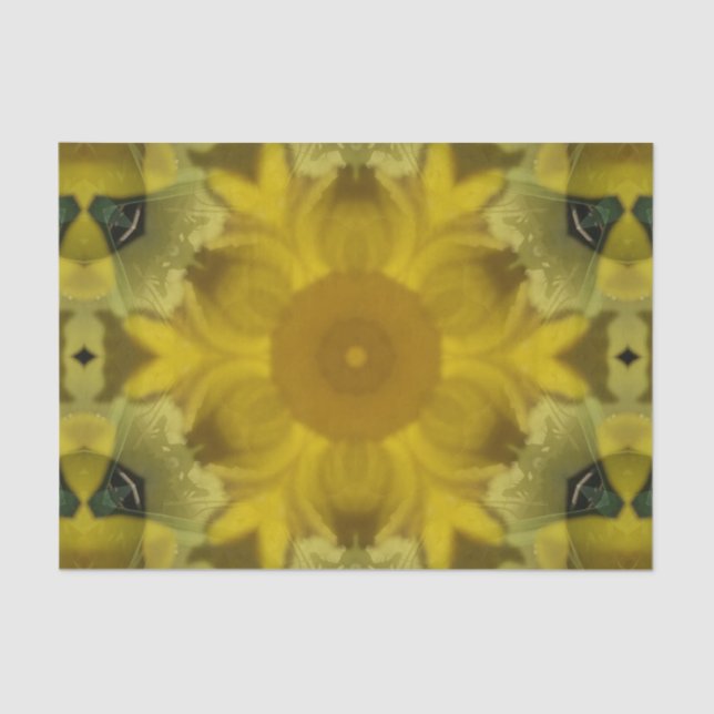 Papier Mousseline Fleur soleil éclate dorée (Recto)