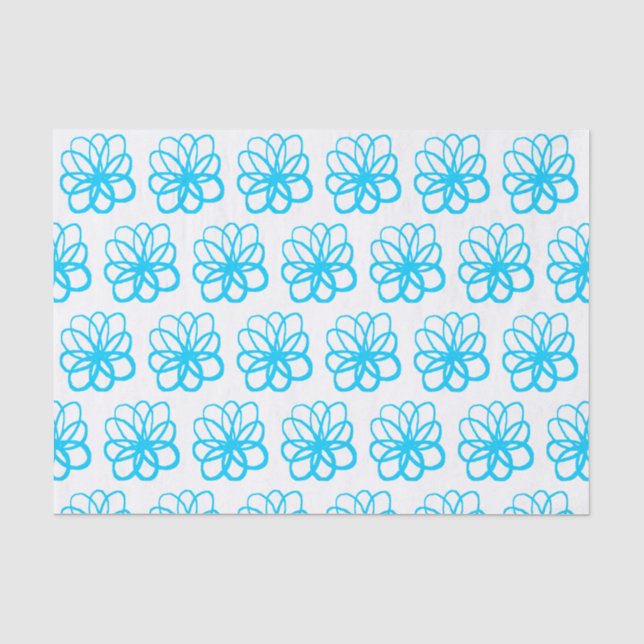 Papier Mousseline Fleur spontanée - bleu ciel (Recto)