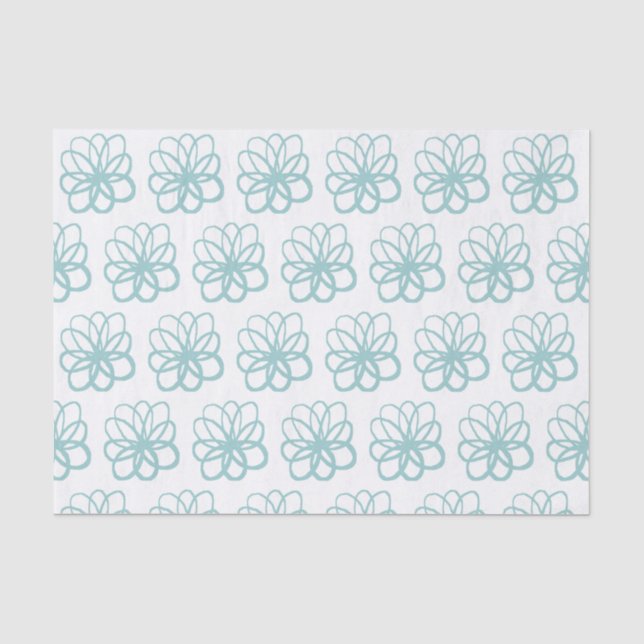 Papier Mousseline Fleur spontanée - Bleu clair Vert (Recto)