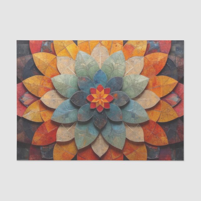 Papier Mousseline Fleur texturée Mandala Art (Recto)