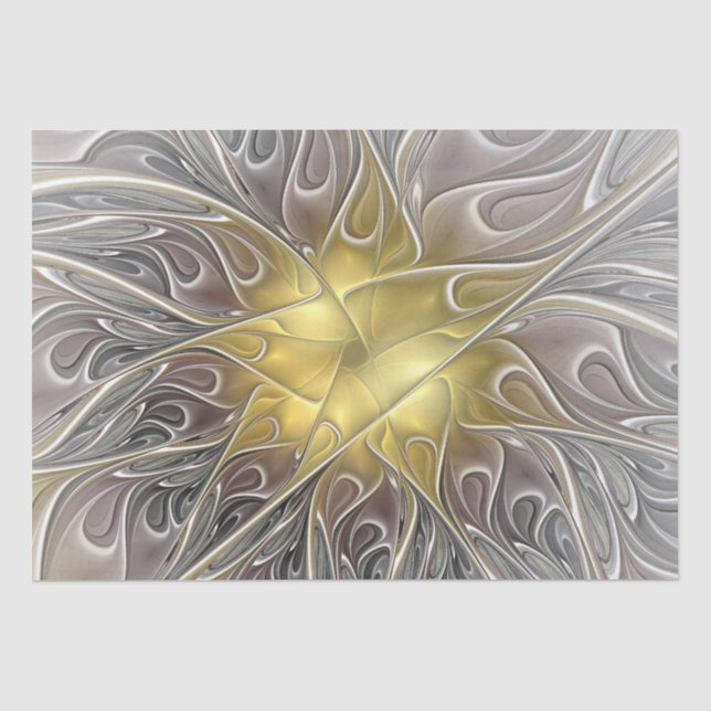 Papier Mousseline Fleurir Avec Or Moderne Fleur Abstraite Fractale (Recto)
