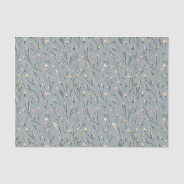 Papier Mousseline Fleuron jaune rose d'aquarelle moderne2 (Recto)